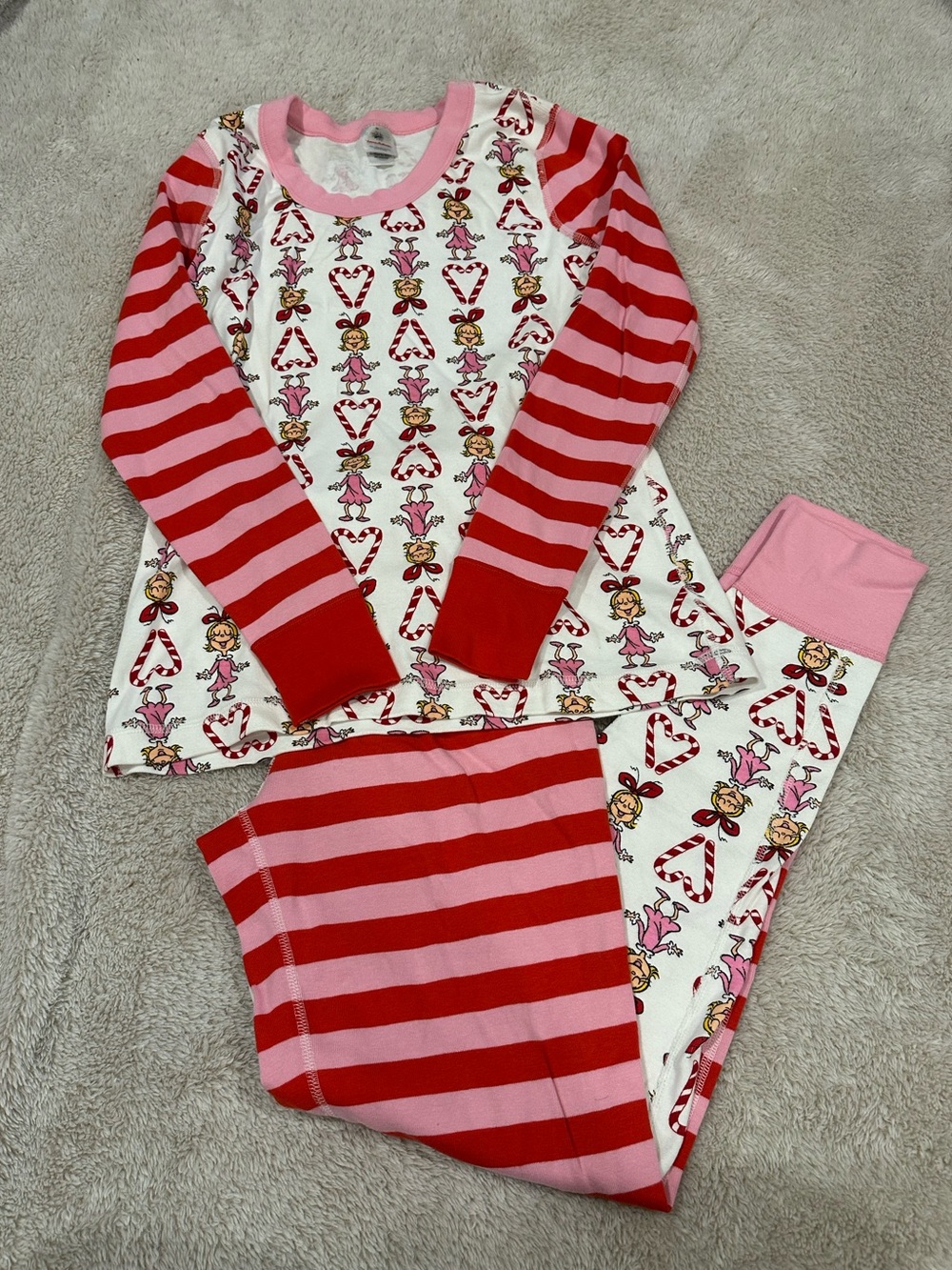 hanna andersson grinch cindy lou who candy cane christmas pajama set size medium
